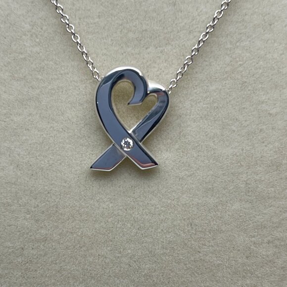 Tiffany & Co 925 Sterling Silver "Loving Heart Pendant" w/ Diamond - Preowned - Picture 1 of 7